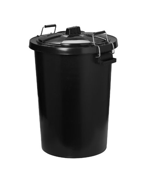 ProStable Black Dustbin with Locking Lid 90 Litre