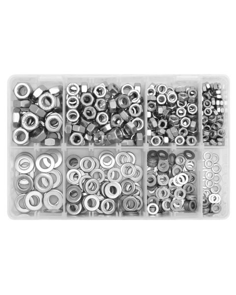 Stainless Steel Nut and Washer Assortment 500pc M5-M10