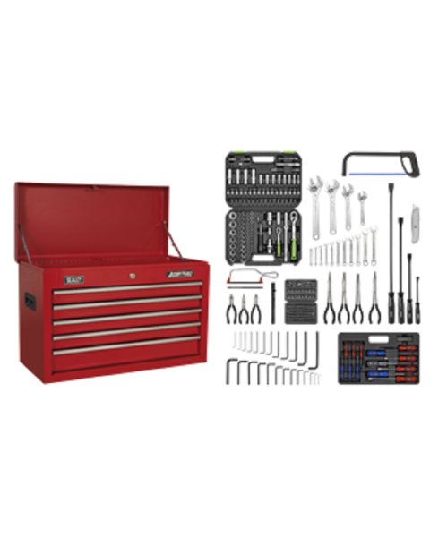 Topchest 5 Drawer with Ball-Bearing Slides - Red & 272pc Tool Kit