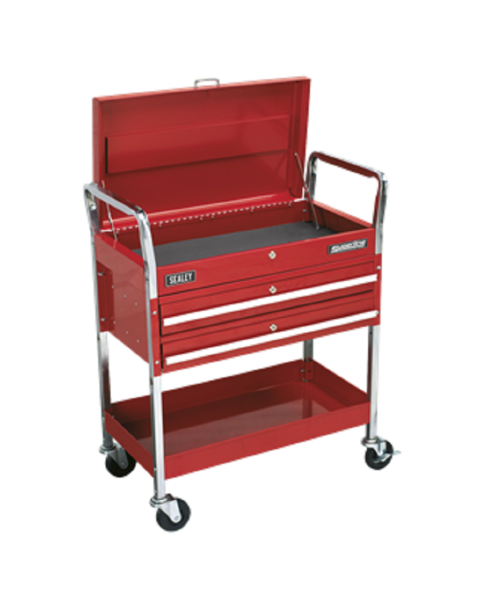 Trolley 2-Level Heavy-Duty with Lockable Top & 2 Drawers