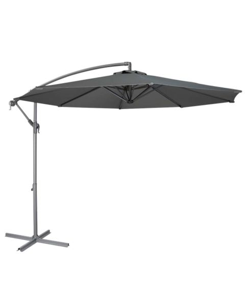 Dellonda 3m Banana Parasol/Umbrella with Cover, Crank Handle, Grey