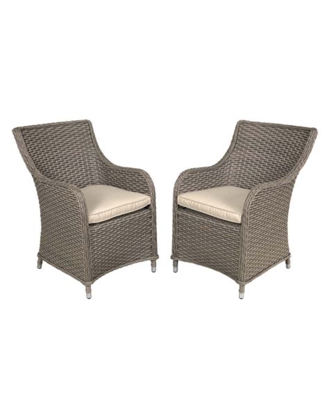 Dellonda Chester Rattan Set of 2 Garden Dining Chairs with Cushions