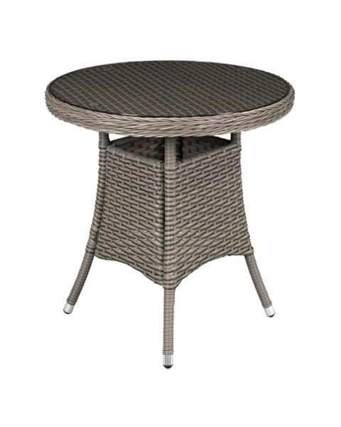 Dellonda Round Chester Rattan Outdoor Table with Glass Top