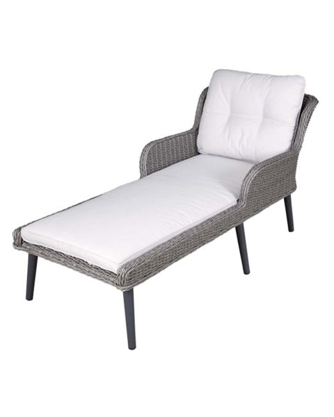 Dellonda Buxton Rattan Outdoor Sun Lounger with Washable Cushions