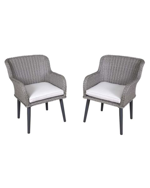 Dellonda Buxton Rattan Wicker Set of 2 Outdoor Chairs with Cushions