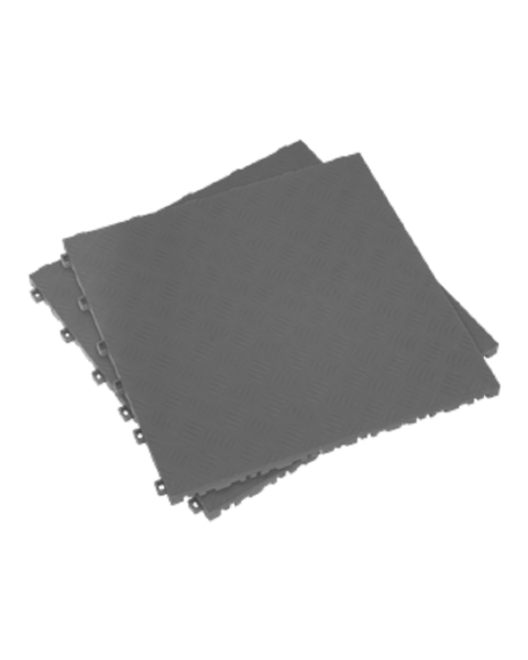 Polypropylene Floor Tile 400 x 400mm - Grey Treadplate - Pack of 9