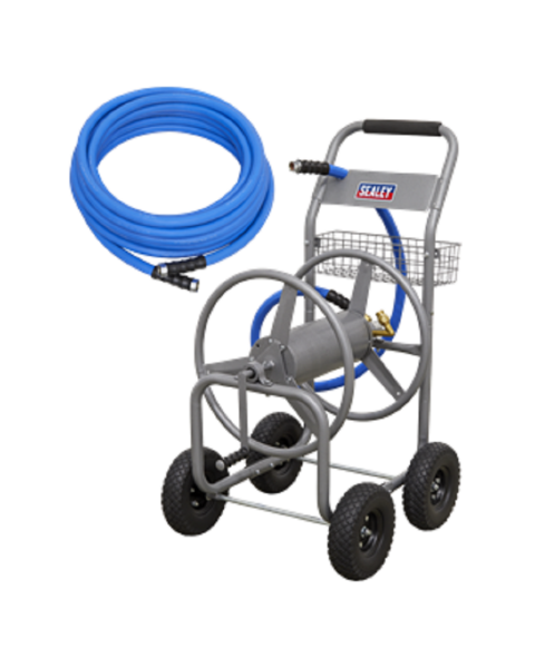 Heavy-Duty Hose Reel Cart with 5m Heavy-Duty Ø19mm Hot & Cold Rubber Water Hose