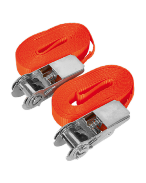 Self-Securing Ratchet Straps 25mm x 4.5m 800kg Breaking Strength - Pair
